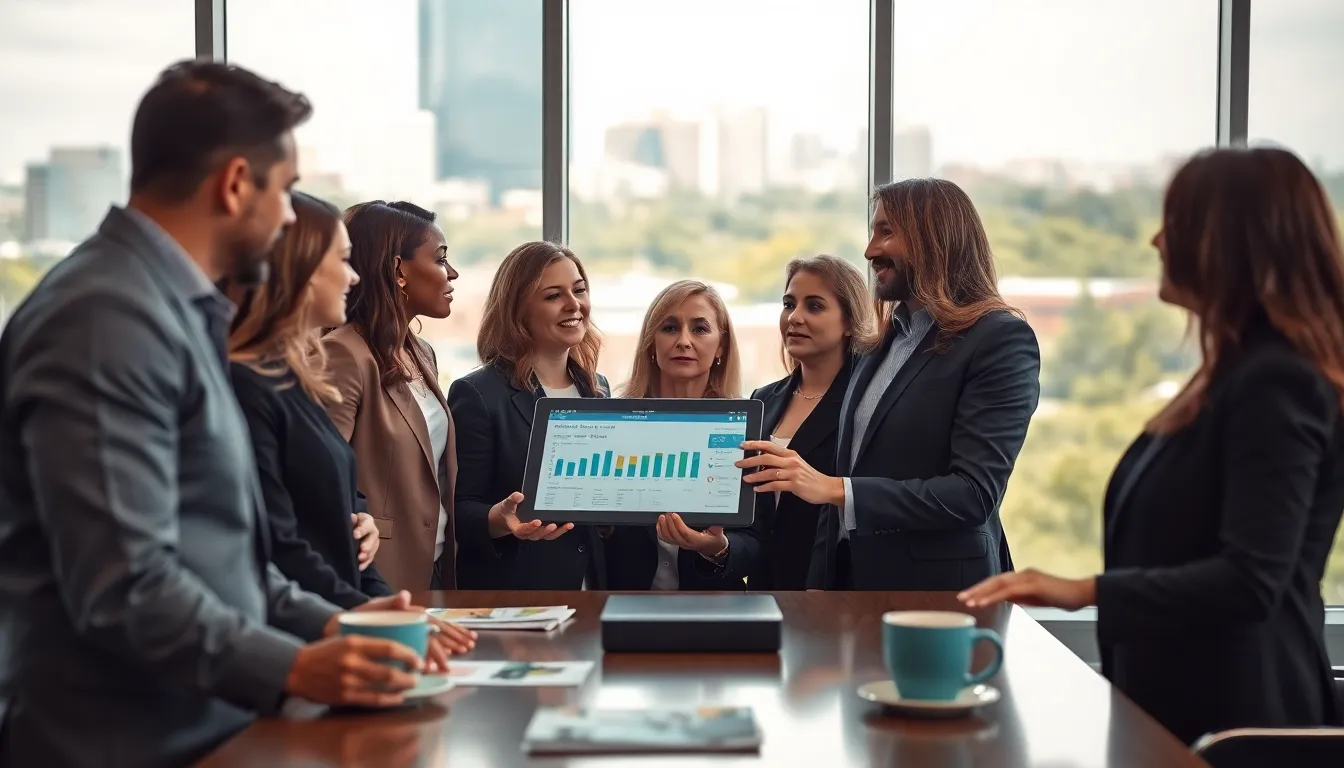 diverse real estate agents collaborating in a modern office.